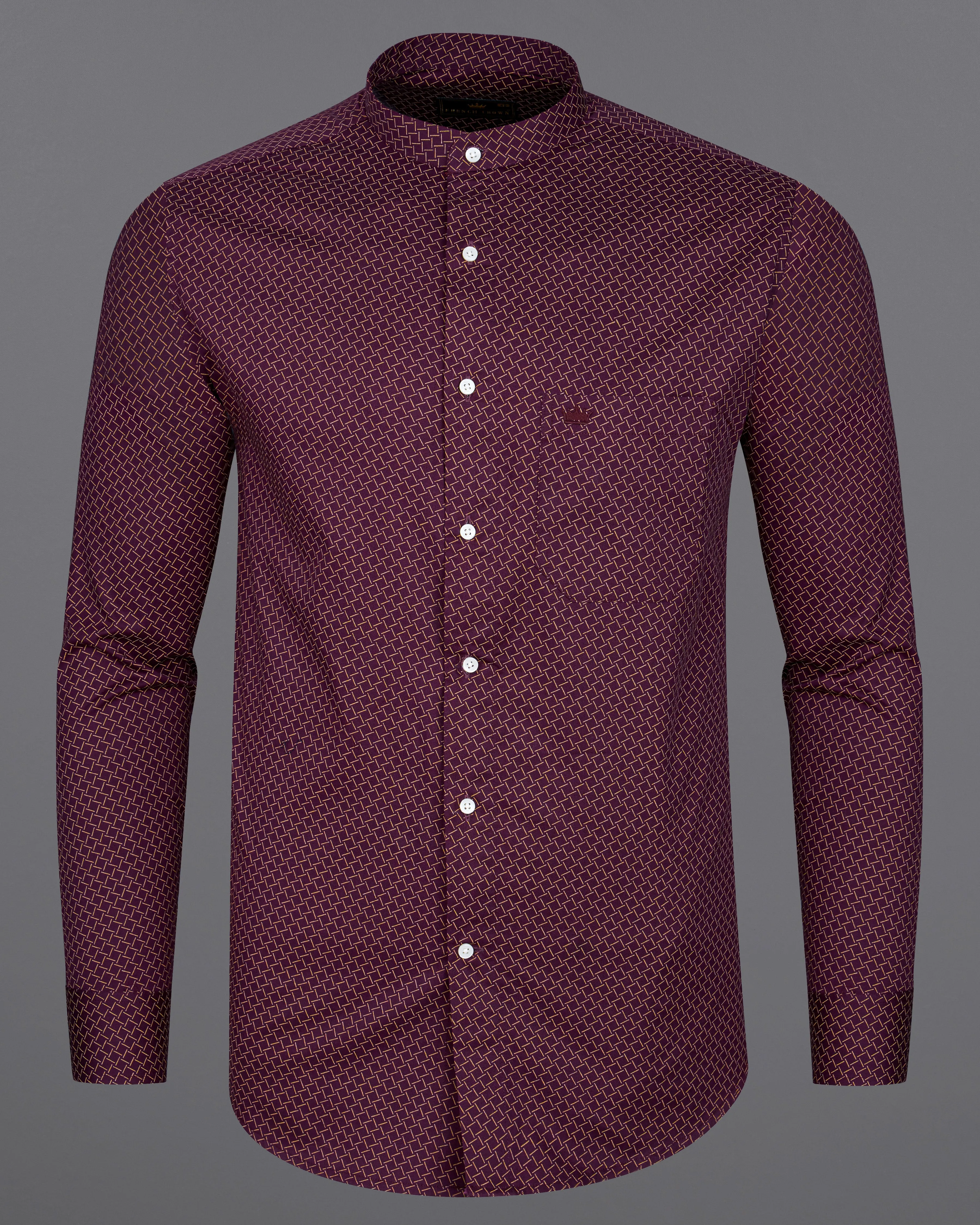 Wine Berry Printed Royal Oxford Shirt