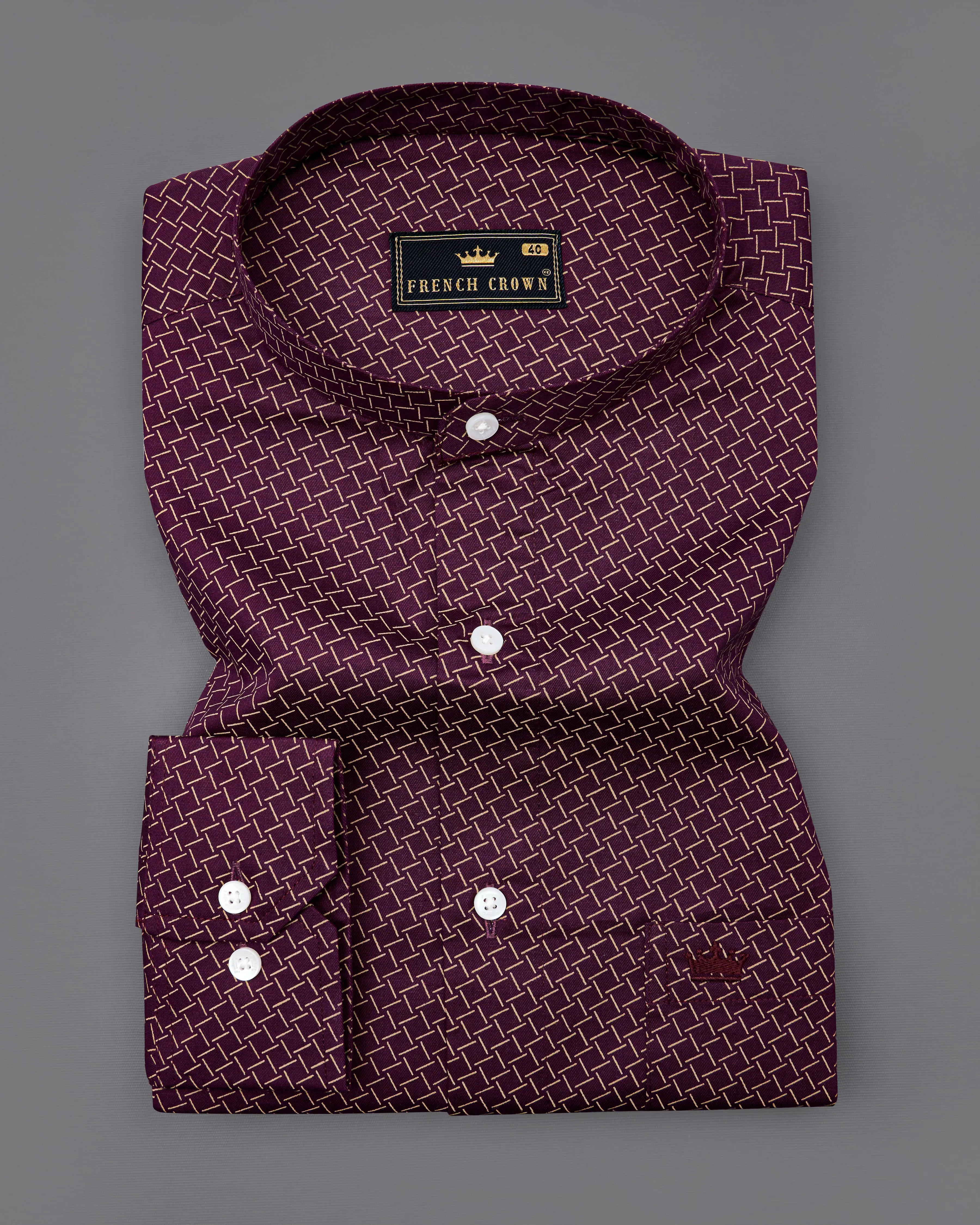 Wine Berry Printed Royal Oxford Shirt