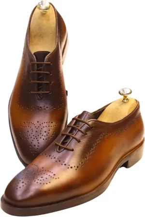 Wingtip Oxford Brogue Leather Dress Shoes for Men, Perforated Detail, Premium Comfort