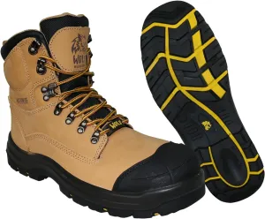Wolf Work Boot | 100% Waterproof Genuine Upper Leather | Oil, Heat, Chemical, Abrasion Resistant | Electrical Hazards | Non-Slip Rubber Sole | Soft Toe | Padded Collar | Construction | Industrial PPE