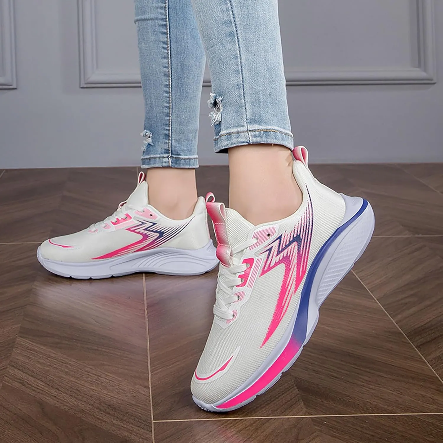 Women Lightweight Slip On Sneakers Casual Walking Shoes Comfortable Canvas Flats Non Slip Elastic Loafers