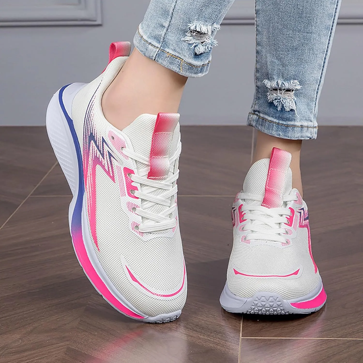 Women Lightweight Slip On Sneakers Casual Walking Shoes Comfortable Canvas Flats Non Slip Elastic Loafers