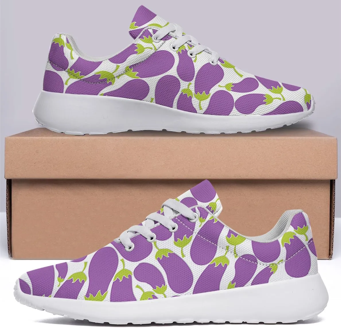 Women Men Eggplant Shoes Personalited 3D Print Running Shoes Athletic Tennis Sneakers