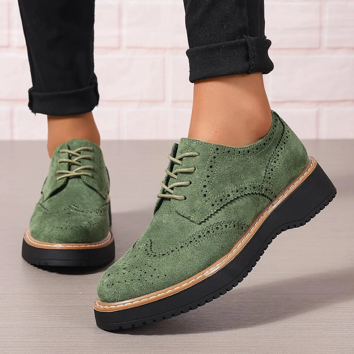Women Oxfords Platform Lace-up Oxford Shoes Girls Ladies Women Casual Wingtips Brogue Oxfords