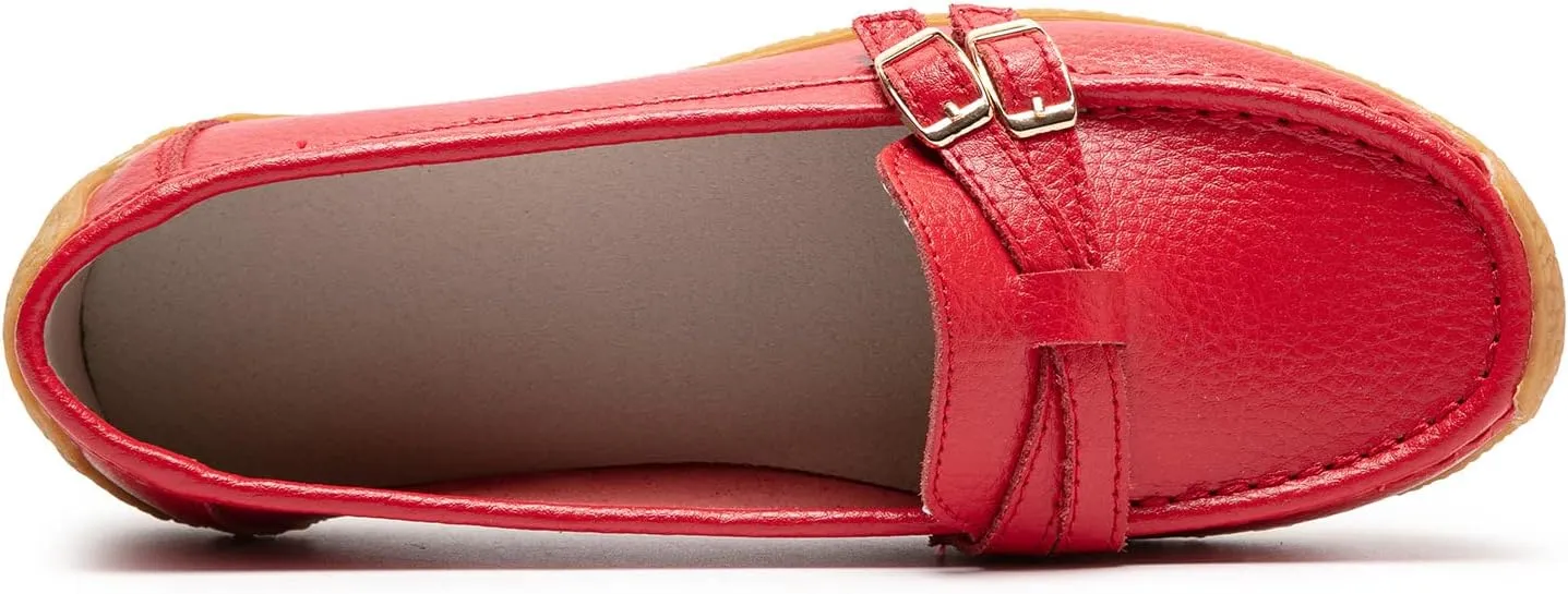 Women's Comfort Leather Loafers Casual Wild Driving Flats Anti-Collision Moccasins Soft Daily Walking Shoes