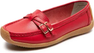 Women's Comfort Leather Loafers Casual Wild Driving Flats Anti-Collision Moccasins Soft Daily Walking Shoes