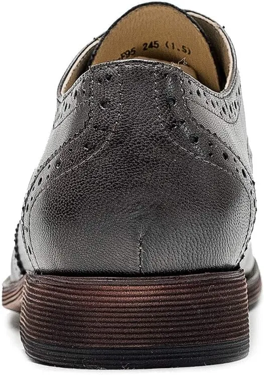 Women's Perforated Classic Lace-up Oxfords Brogue Wingtip Round Toe Derby Saddle Leather Shoes for Women Girls Lady Wife