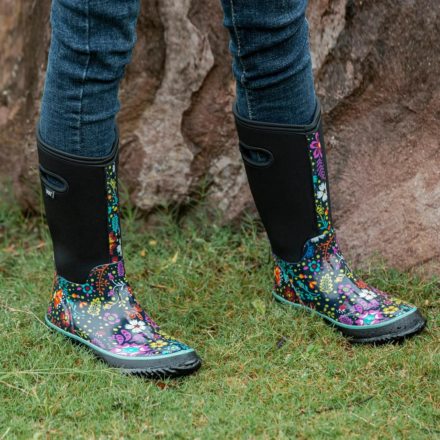 WTW Mid Calf Rain Boots for Women - Waterproof Insulated Neoprene Mud Boots Outdoor Hunting Garden Boots