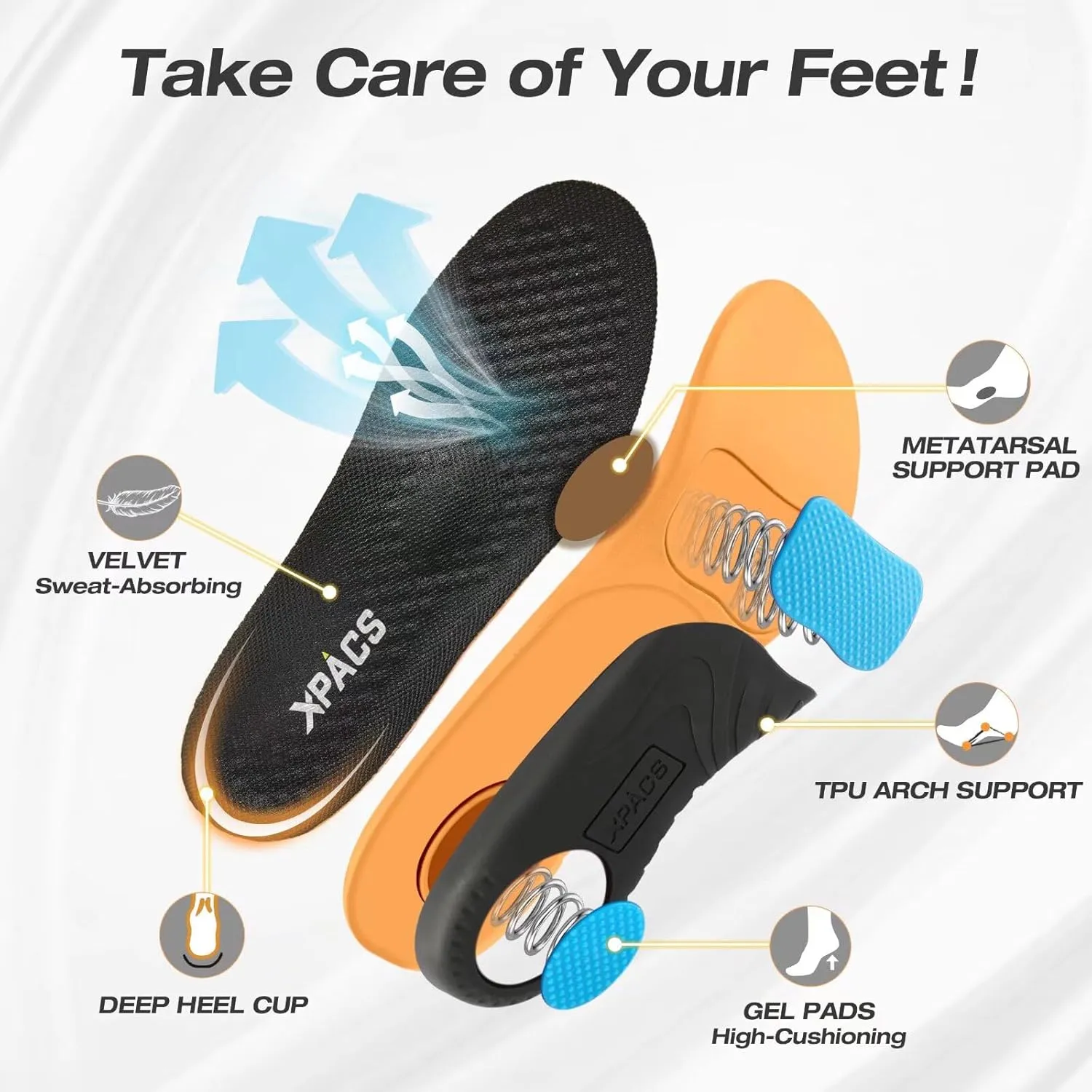 XPACS Men's Orthopedic Leather Dress Walking Shoes: Comfortable Arch Support Plantar Fasciitis Orthotic Formal Tennis Oxford, Flat Feet Casual Business Working Shoes for Foot and Heel Pain Relief