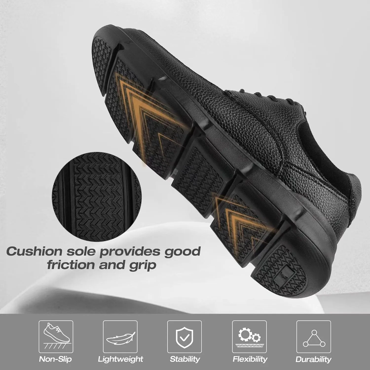 XPACS Men's Orthopedic Leather Dress Walking Shoes: Comfortable Arch Support Plantar Fasciitis Orthotic Formal Tennis Oxford, Flat Feet Casual Business Working Shoes for Foot and Heel Pain Relief