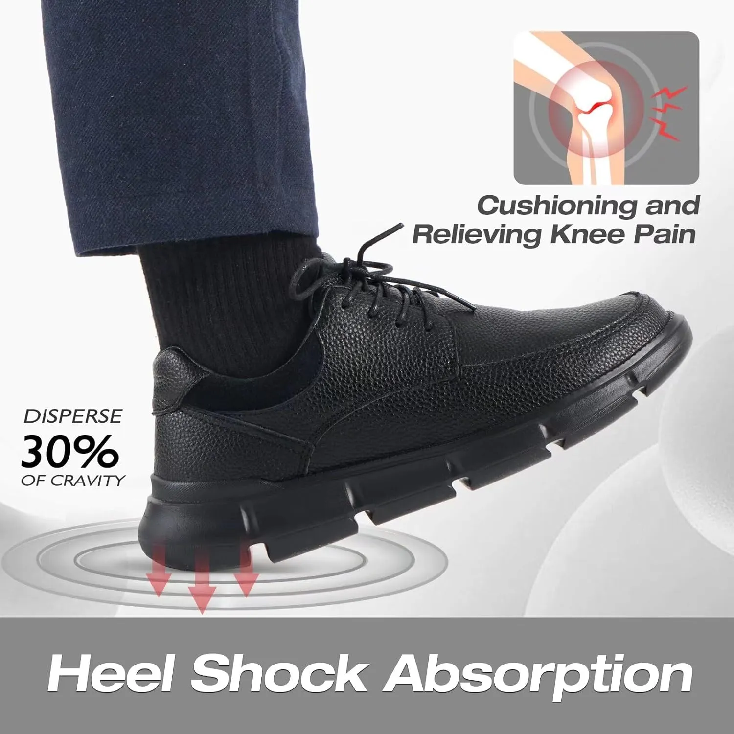 XPACS Men's Orthopedic Leather Dress Walking Shoes: Comfortable Arch Support Plantar Fasciitis Orthotic Formal Tennis Oxford, Flat Feet Casual Business Working Shoes for Foot and Heel Pain Relief