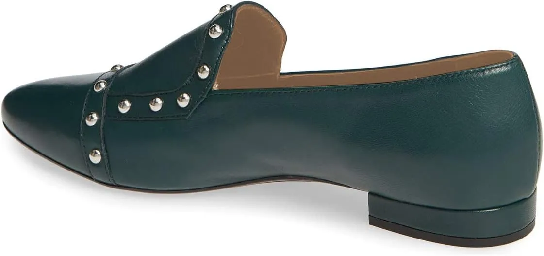 XYD Women Vintage Comfy Closed Toe Slip On Loafers Low Heel Studded Flats Formal Office Work Dress Shoes