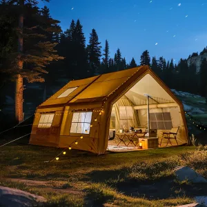 YOLENY Classic Inflatable Camping Tent for 6-12 Person, 4 Season Blow Up Tent with Mesh Windows & Pumps